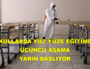 OKULLARDA YÜZ YÜZE EĞİTİMDE ÜÇÜNCÜ AŞAMA YARIN BAŞLIYOR