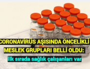 CORONAVİRÜS AŞISINDA ÖNCELİKLİ MESLEK GRUPLARI BELLİ OLDU: İlk sırada sağlık çalışanları var