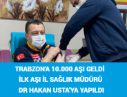 TRABZON’A 10.000 AŞI GELDİ: İLK AŞI İL SAĞLIK MÜDÜRÜ DR HAKAN USTA’YA YAPILDI