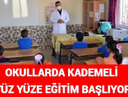 OKULLARDA KADEMELİ YÜZ YÜZE EĞİTİM BAŞLIYOR