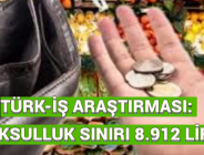 TÜRK-İŞ ARAŞTIRMASI: YOKSULLUK SINIRI 8.912 LİRA