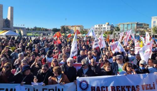 EMEKLİLERDEN “GEÇİNEMİYORUZ” MİTİNGİ: Kirayı, faturayı, ekmeği, suyu mu boykot edelim!